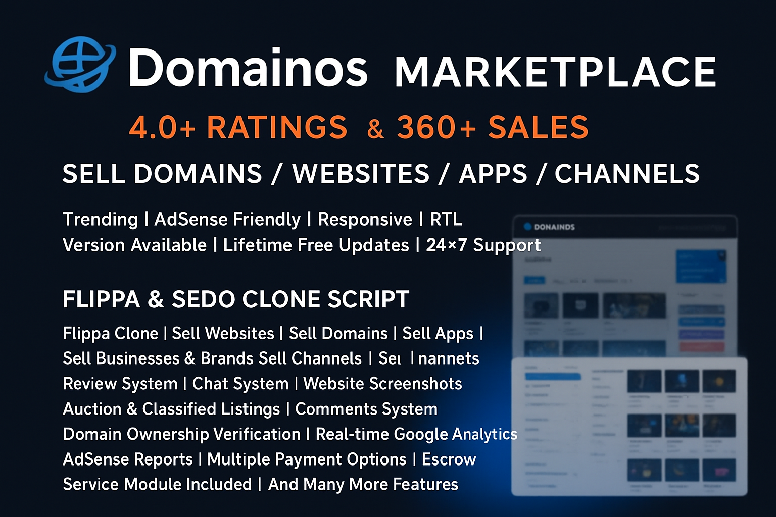 Domainos - Domains Website & App Marketplace